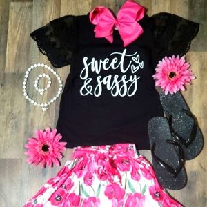 Girl sweet and sassy top with matching flower 🌸 skirt